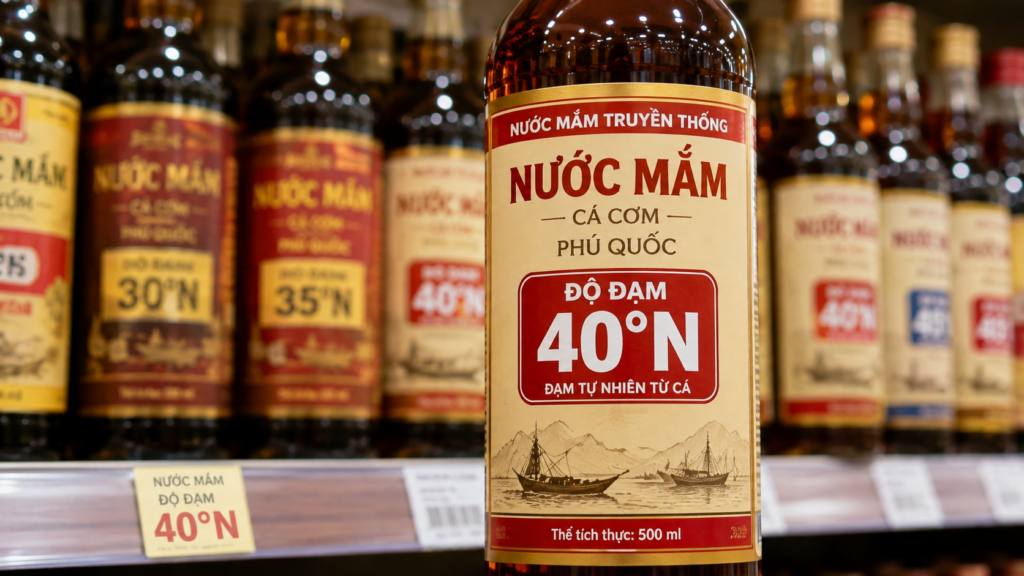 ヌックマムの商品に見られる độ đạm 表示のイメージ